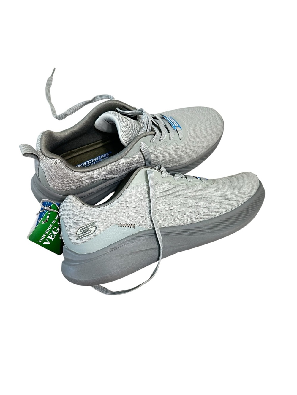 Skechers Lightweight Gray Knit Lace-Up Sneakers